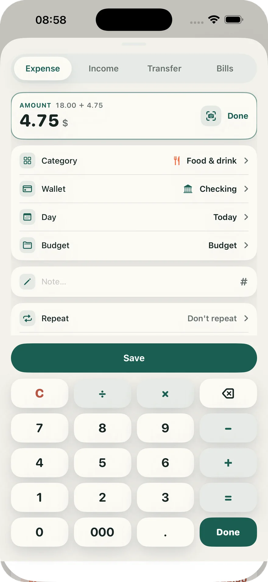 Vén Wallet app screenshot